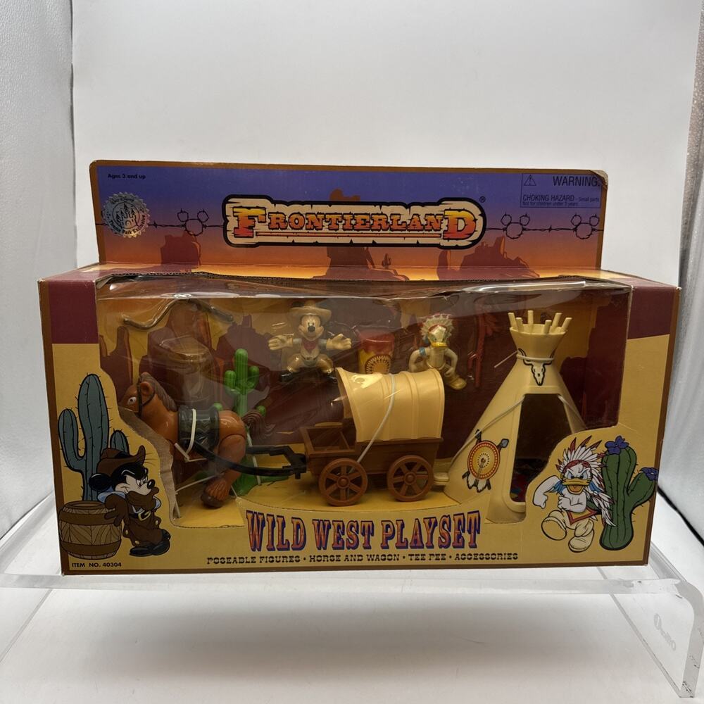 Disney Frontierland Wild West Playset Poseable Figures Horse Wagon